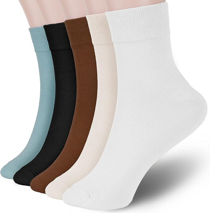 Women Thin Cotton Socks, Soft Cotton Bootie Socks Women Above Ankle Crew Socks 5 Pairs | Amazon (US)