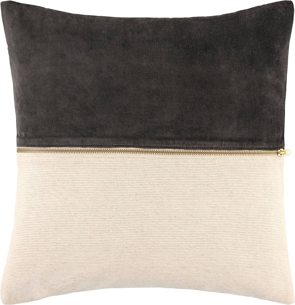 Livabliss x Galey Alix San Marco Modern Throw Pillow, 18" L x 18" W, Charcoal/Beige | Amazon (US)