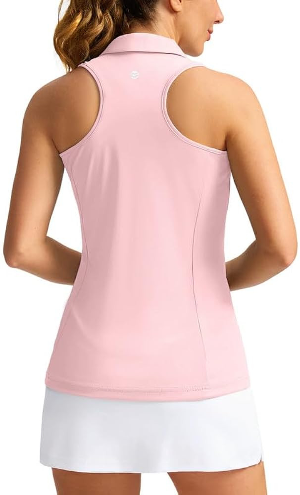 Women's Sleeveless Golf Shirt Zip Up Quick Dry Collared Tank Tops Racerback Tennis Athletic Polo ... | Amazon (US)