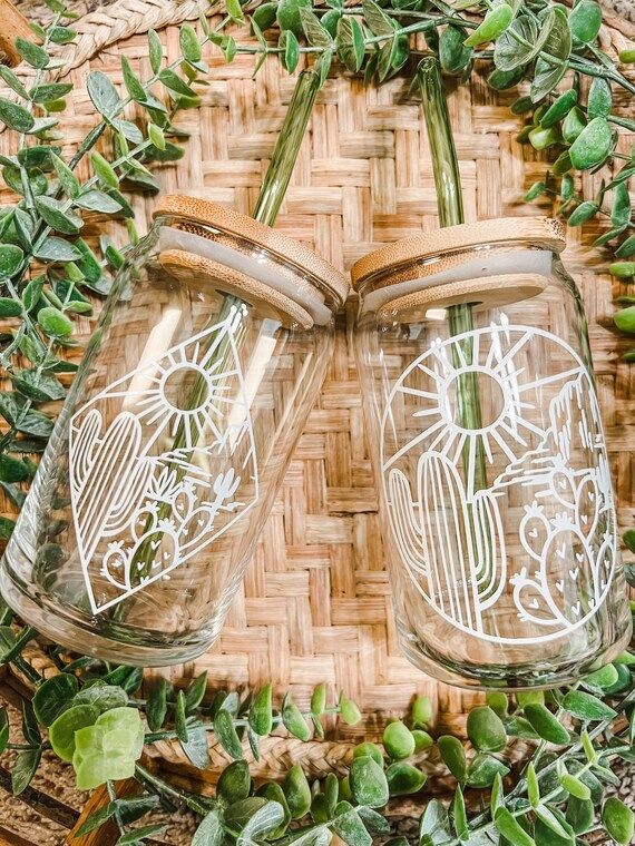Boho Cactus Beer Can Glass - Etsy | Etsy (US)