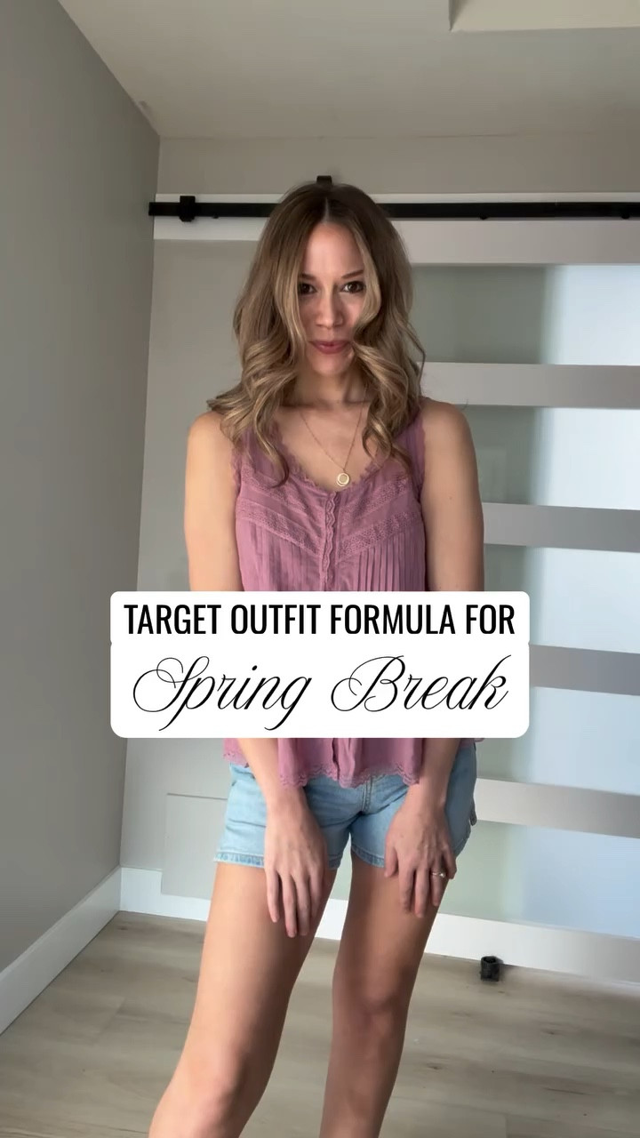 Cute tank + denim shorts + wedges = an easy vacation outfit.

I grabbed this top in two colors because it’s one of those pieces you’ll reach for all spring.

Comment SHOP to shop this look! #outfitformula #millenialmom #reelfashion #springbreakoutfit