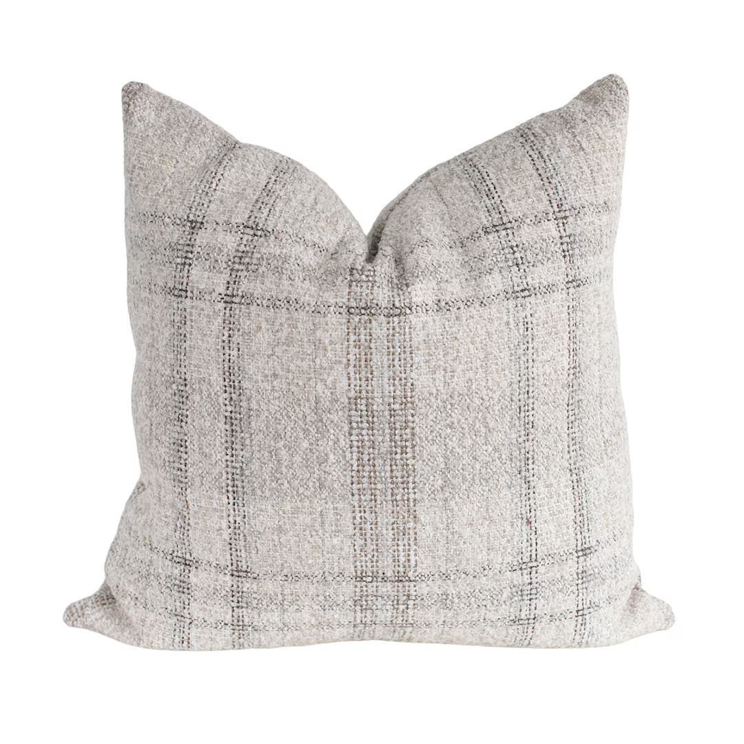 Neutral Plaid Pillow Covers, Grey Plaid Pillow, Fall Pillow Covers 18x18, Farmhouse Pillow Covers... | Etsy (US)