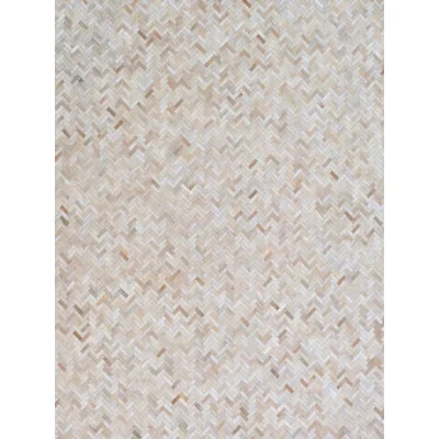 Mosaic Leather Chevron Hand-Stitched Light Beige/Ivory Area Rug | Wayfair North America