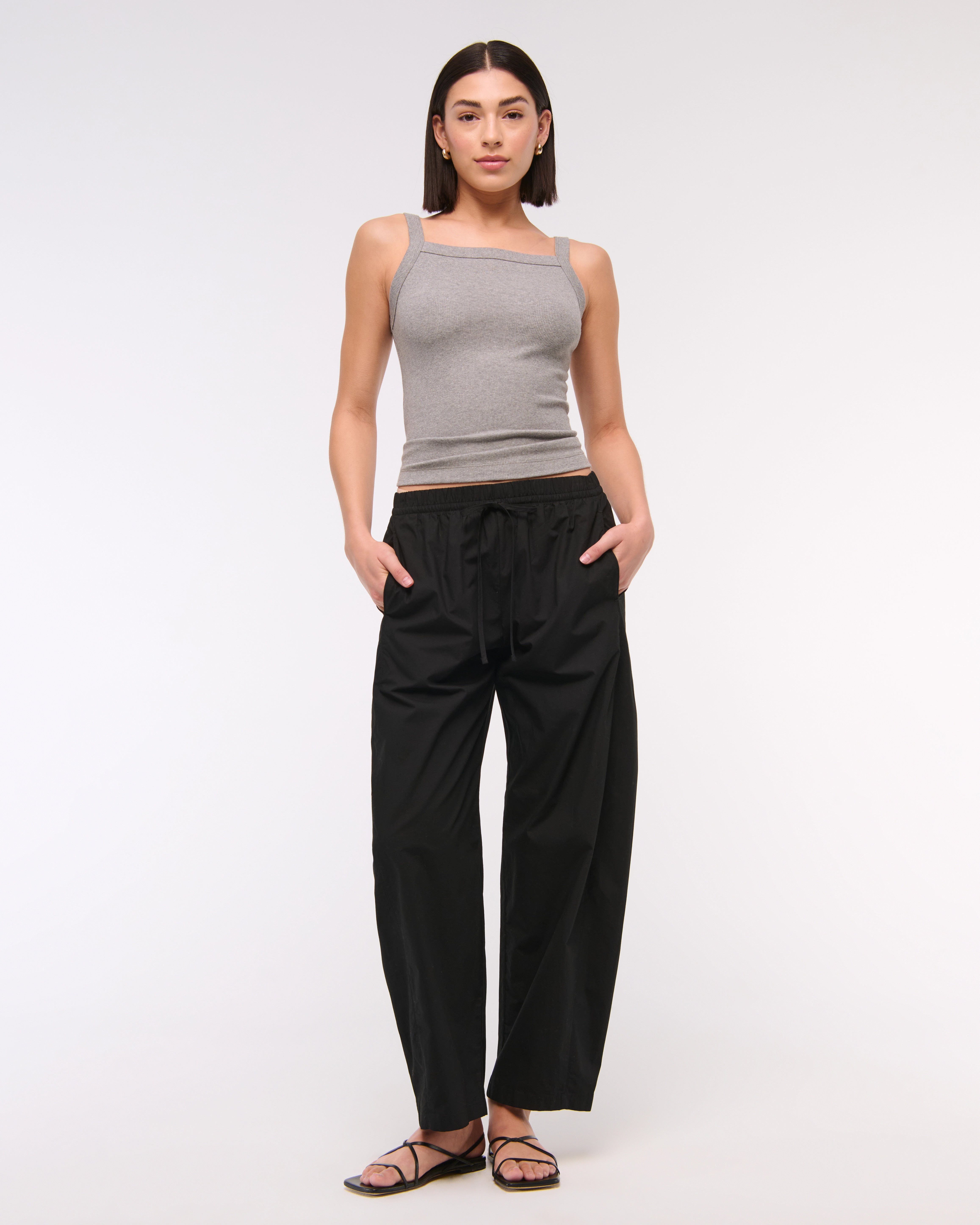 Poplin Barrel Pull-On Pant | Abercrombie & Fitch (US)