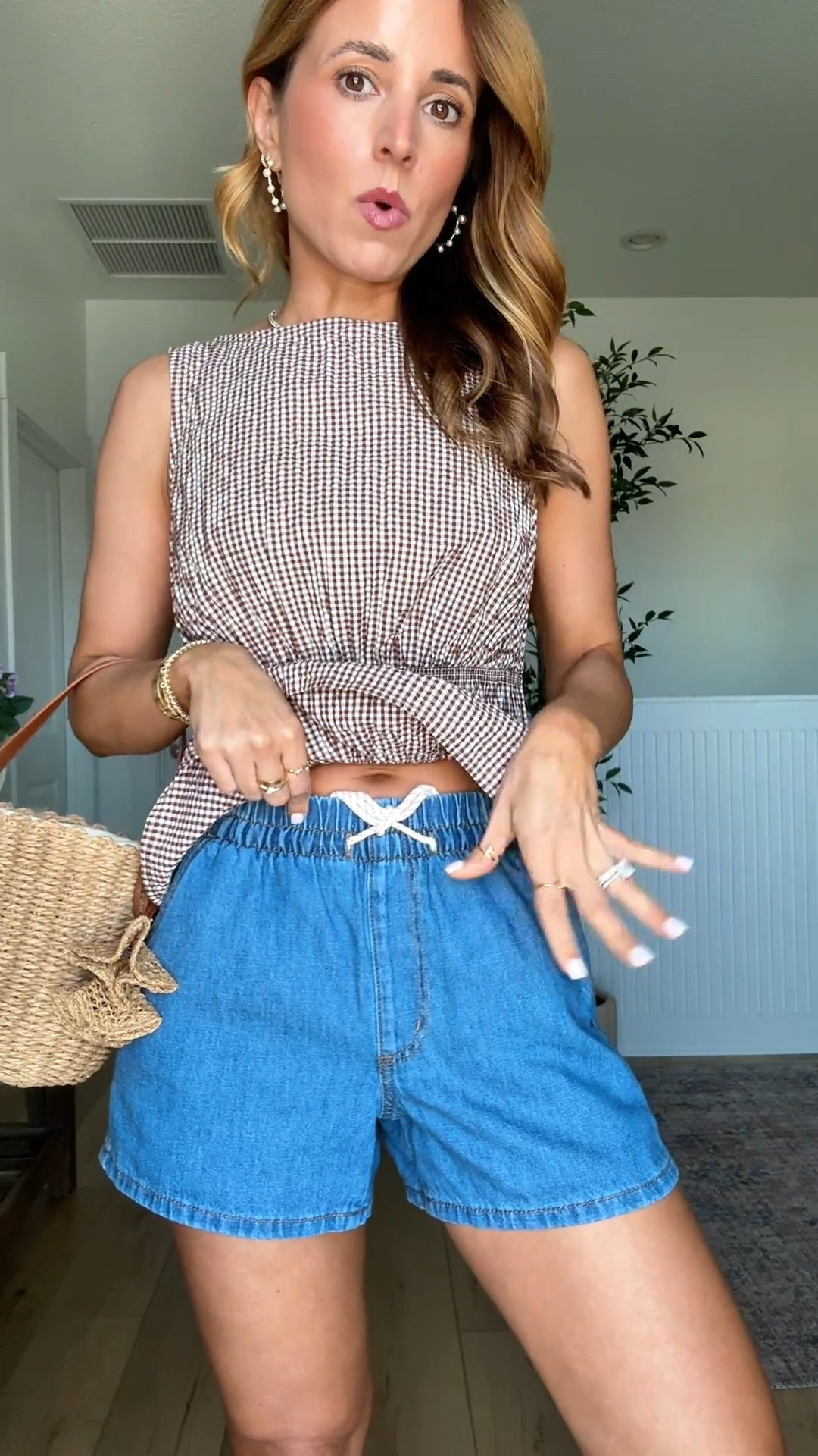 New target arrivals I am loving for spring and summer. Vacation outfits. Easter outfits. Resort wear. Elevated casual outfit. Neutral wedges and slide sandals and mules (all TTS). Denim shorts. Denim beach shorts. Pull-on style denim shorts. Spring outfits. Spring style. Spring break outfits. Every day outfits. Elevated casual outfits. Wearing XS in everything.

#LTKSwim #LTKTravel #LTKootd