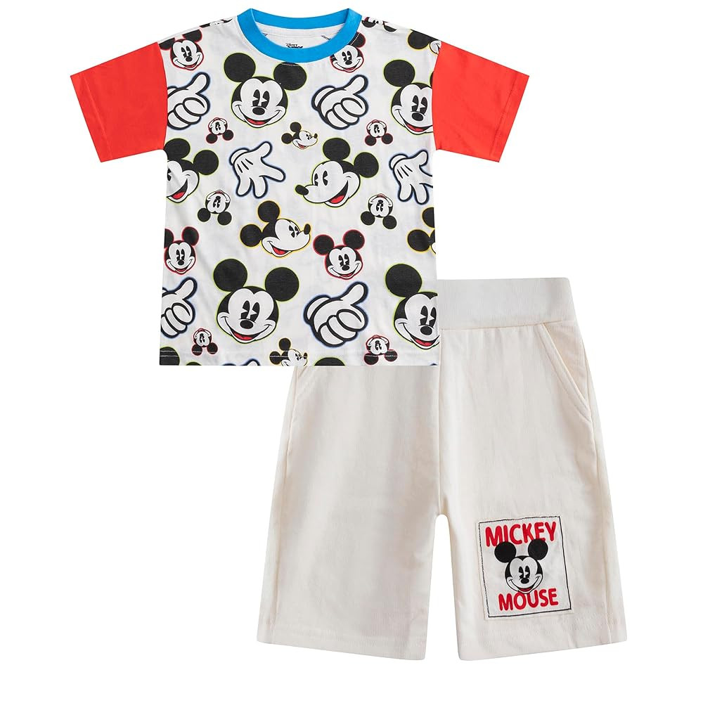 Disney Mickey Mouse Boys Short Sleeve T-Shirt and Shorts 2 Piece Set for Toddlers and Big Kids | Amazon (US)