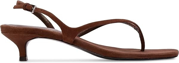 Flip Flop Heels for Women Square Open Toe Kitten Heel Slingback Thong Sandals Buckle Strap Fashio... | Amazon (US)