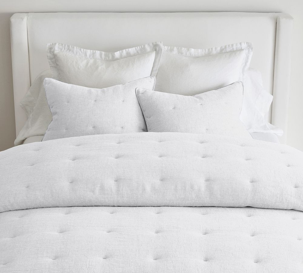 European Flax Linen Tufted Waffle Comforter | Pottery Barn (US)