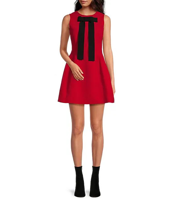 Front Bow Detail Sleeveless A-Line Mini Dress | Dillard's