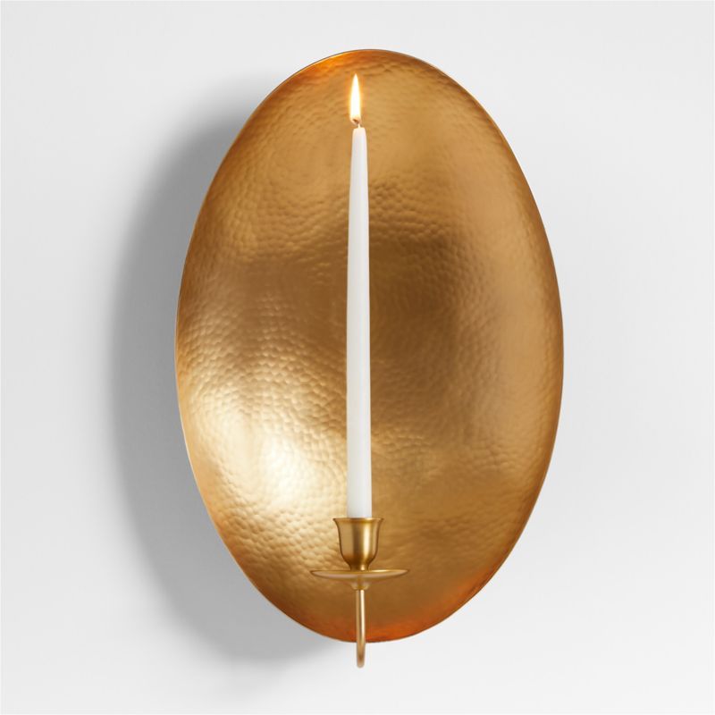 Odate Brass Hammered Metal Wall Sconce | Crate & Barrel | Crate & Barrel