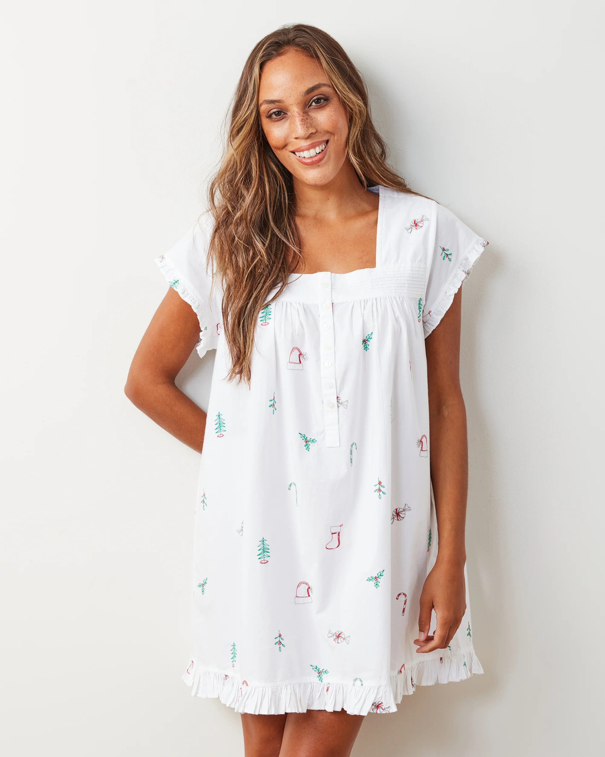 Happy Howlidays - Pintuck Nightgown - Ink | Printfresh