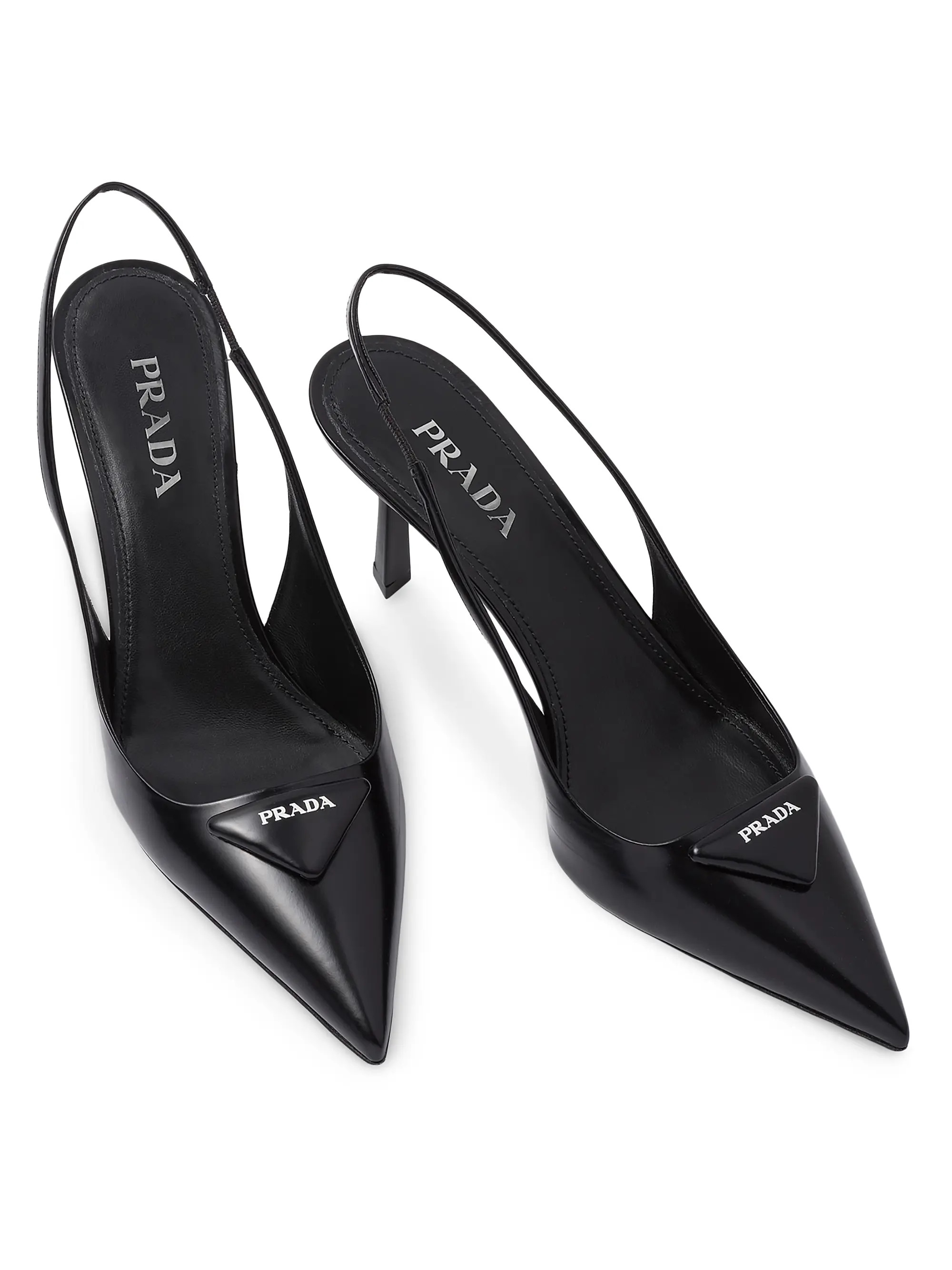 Prada Brushed 75MM Leather Slingback Pumps | Saks Fifth Avenue | Saks Fifth Avenue