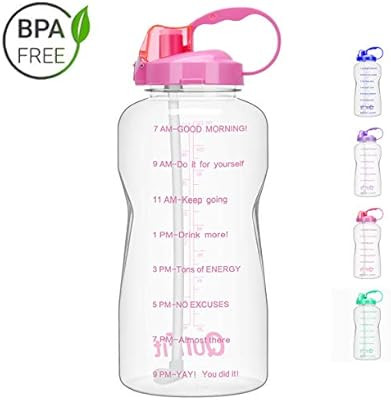 QuiFit Motivational Gallon Water Bottle - with Straw & Time Marker BPA Free Reusable Large Capaci... | Amazon (US)