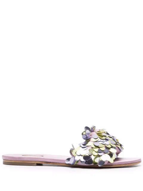 sequin-embellished slides | Farfetch (US)