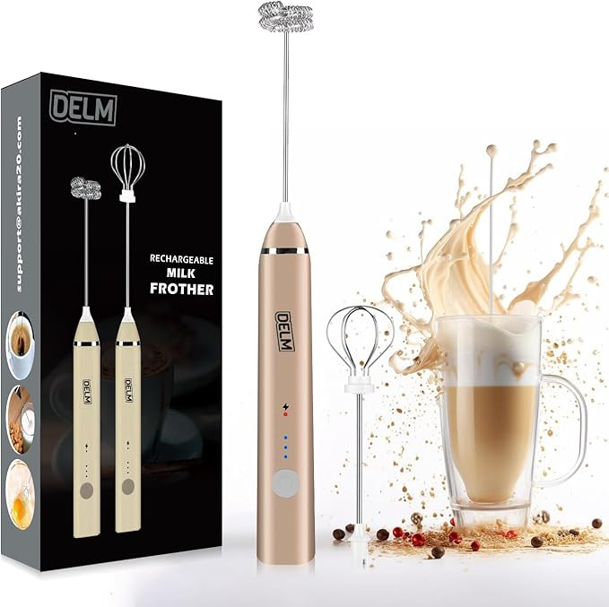 Delm Milk Frother Electric USB Stainless Steel Accessory - Frother Wand Foam Maker for Lattes - M... | Amazon (US)