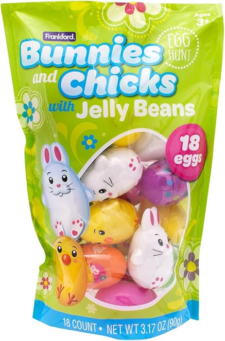 Frankford 18 Count Prefilled Plastic Eggs with Candy Jelly Beans- Assorted Bunnies, Chicks, and P... | Amazon (US)