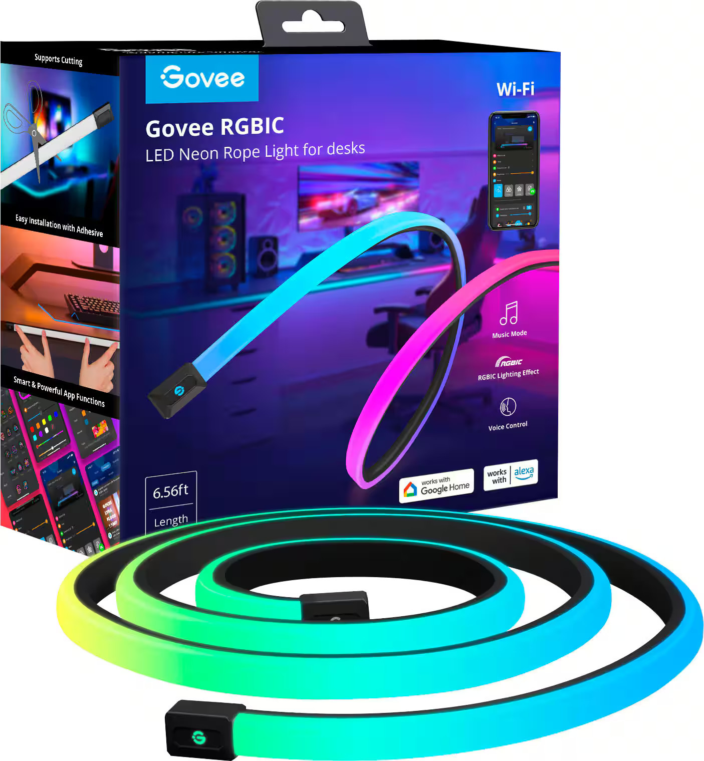 Govee - RGBIC LED Neon Rope Light for Desks 6.5ft - Multi | Best Buy U.S.