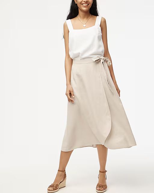 Chambray pull-on faux-wrap skirt | J.Crew Factory