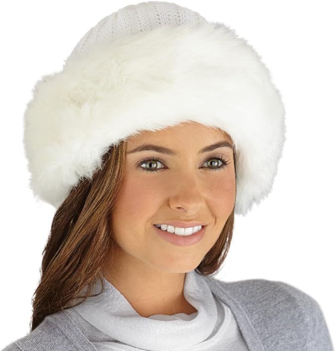 Collections Etc Faux Fur Trimmed Winter Fashion Hat | Amazon (US)