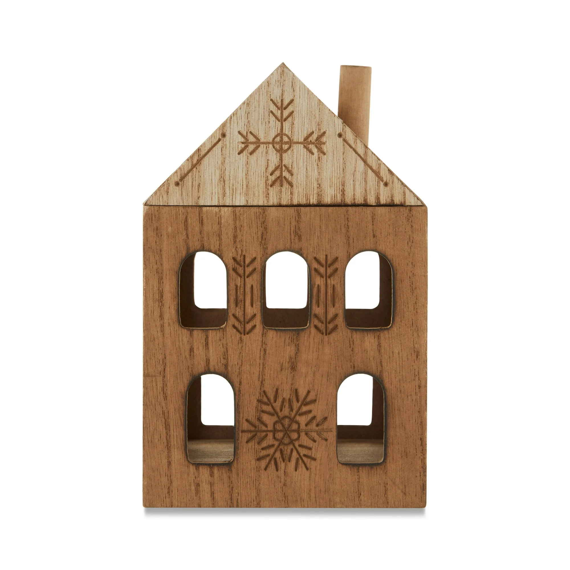 Wood House Christmas Decoration, Brown, 7", by Holiday Time | Walmart (US)