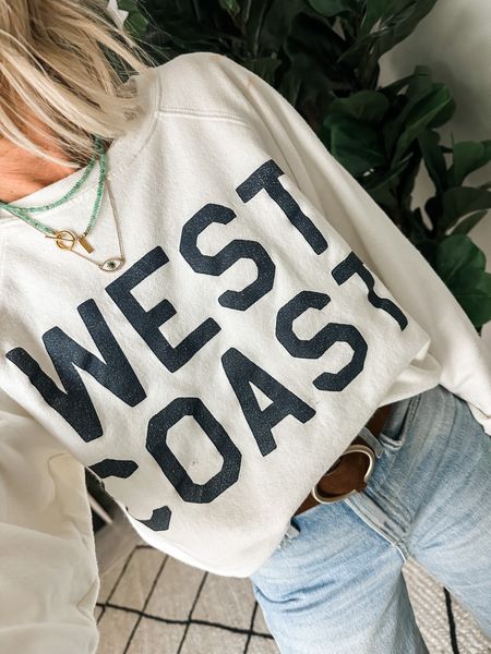 Graphic sweatshirt, winter style, West Coast, jeans
Use code covet20 to save on necklaces by Sequin Jewelry

#LTKunder100 #LTKstyletip