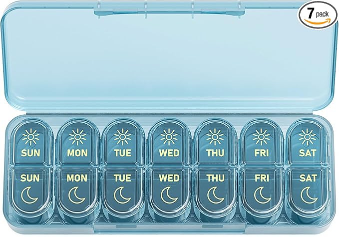 Daviky Weekly Pill Organizer 2 Times a Day, 7-Day AM PM Medicine Case, Travel-Friendly Pill Box f... | Amazon (US)