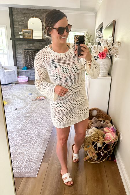 Love this Amazon crochet swimsuit coverup! Comes in long sleeve, short sleeve & sleeveless. Soft & great quality. Wearing size s. 

Vacation outfit. Amazon fashion. Swimsuit season. Lake essentials. Pool must haves. Women’s swimsuits. Sandals. Summer essentials. 



#LTKSwim #LTKSeasonal #LTKFindsUnder50
