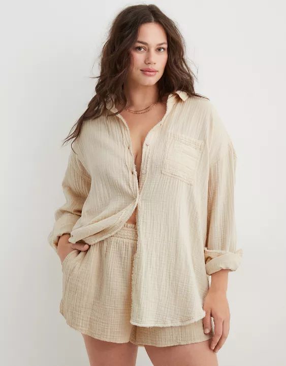 Aerie Pool-To-Party Cover Up Shirt | Aerie