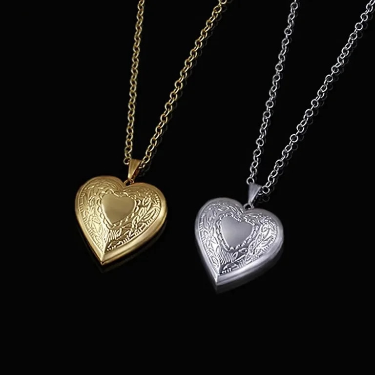 Heart Locket Necklace for Women Jewelry 14K Yellow Gold cadena Heart Pendant Trendy Cute Pendant ... | Walmart (US)