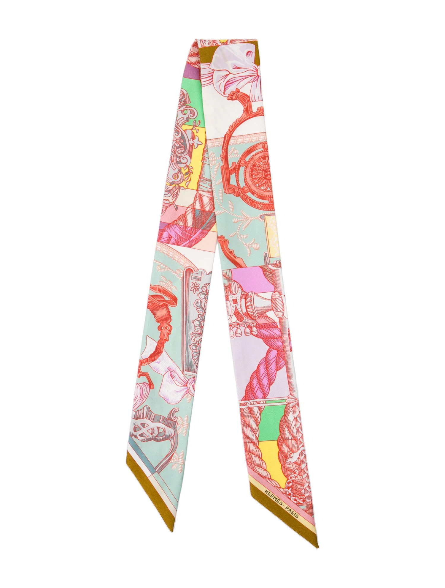 Hermès Cavalleria d'Etriers Silk Twilly Scarf - Pink Scarves and Shawls, Accessories - HER824383... | The RealReal