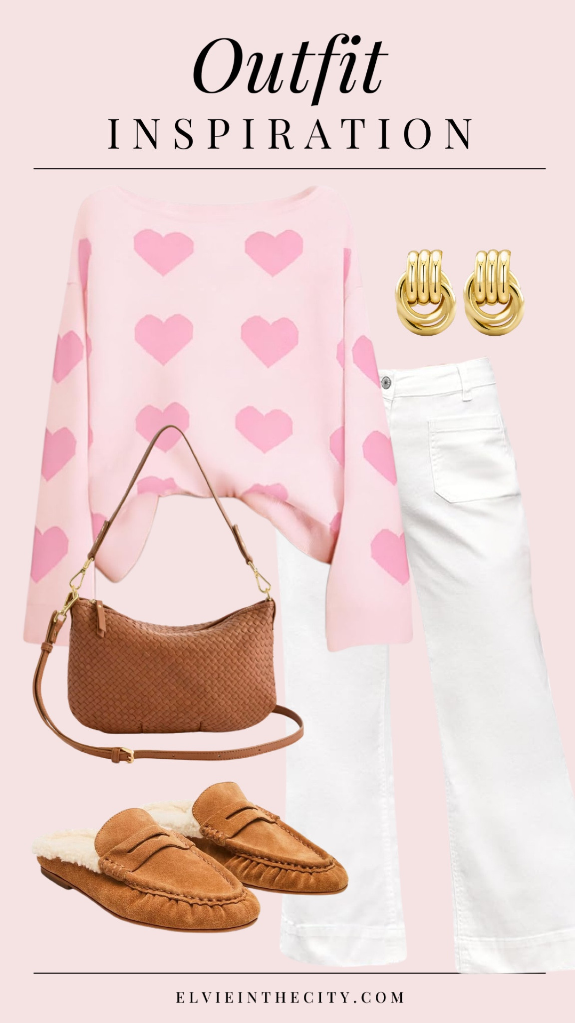 Outfit inspiration! I’ve paired a pink and read heart sweater with white front pocket jeans, gold earrings, a woven purse, and suede faux fur lined penny mules.

Ootd, Valentine’s Day outfit, fashion over 40, affordable fashion, over 50 style#LTKFindsUnder50 

#LTKootd #LTKOver40 #LTKValentine