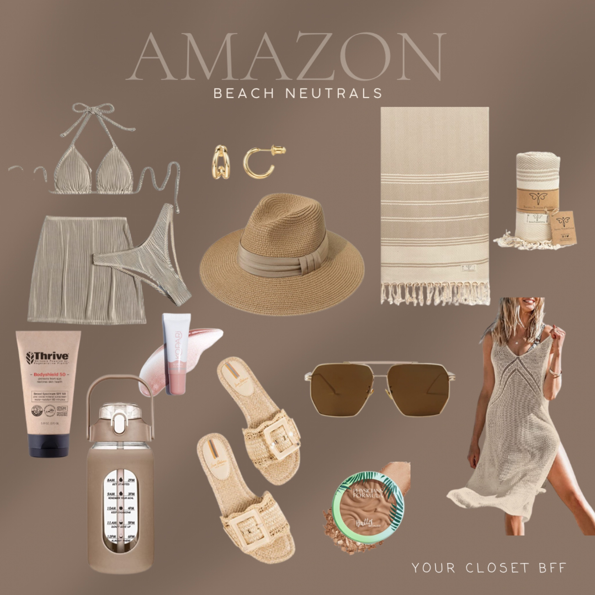 Amazon essentials for the neutral aesthetic girls who are ready for the beach! The cutest sunglasses, water bottle and towel for your bikini! 


#neutralaesthetic #amazonfinds #bikini #amazonswim #amazonsunglasses #kopari 

#LTKSeasonal #LTKFind #LTKstyletip