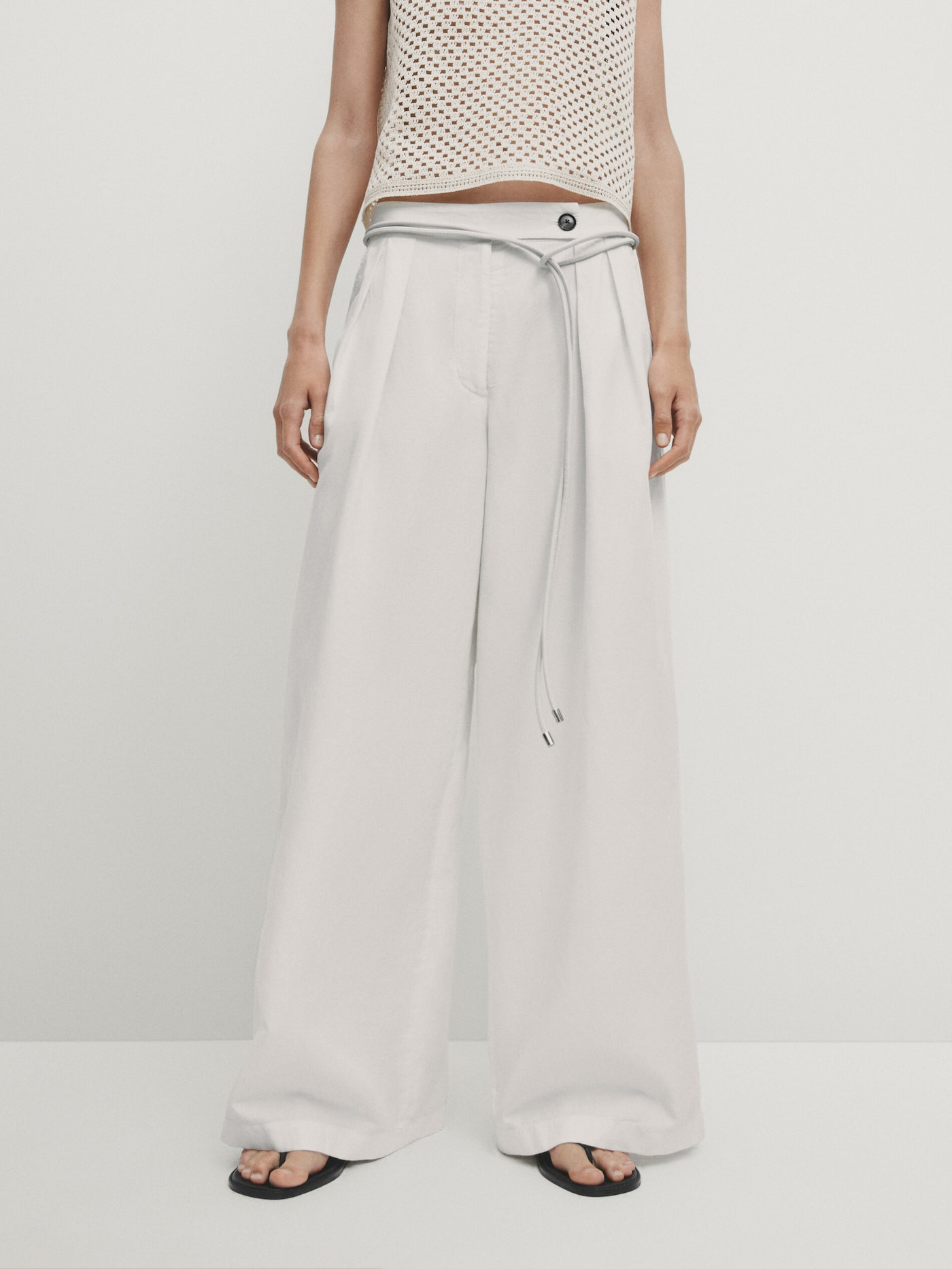 Wide-leg trousers with double dart | Massimo Dutti US