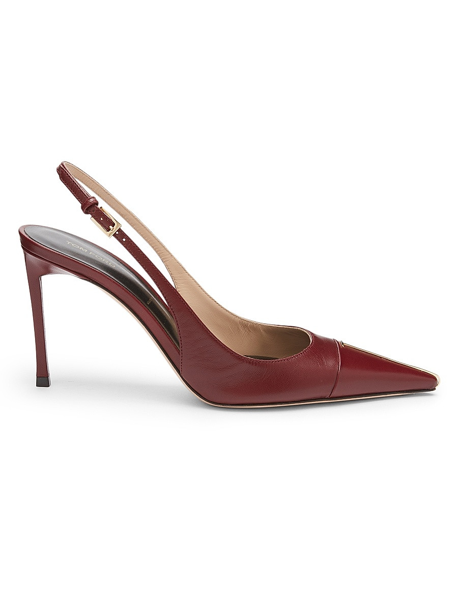 Women's 85MM Leather Slingback Pumps - Ruby Red - Size 9.5 | Saks Fifth Avenue