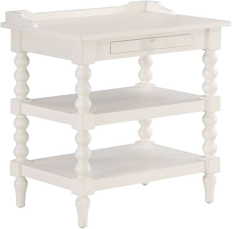 Averly Antique White Wood Turned Leg Storage Nightstand | Amazon (US)