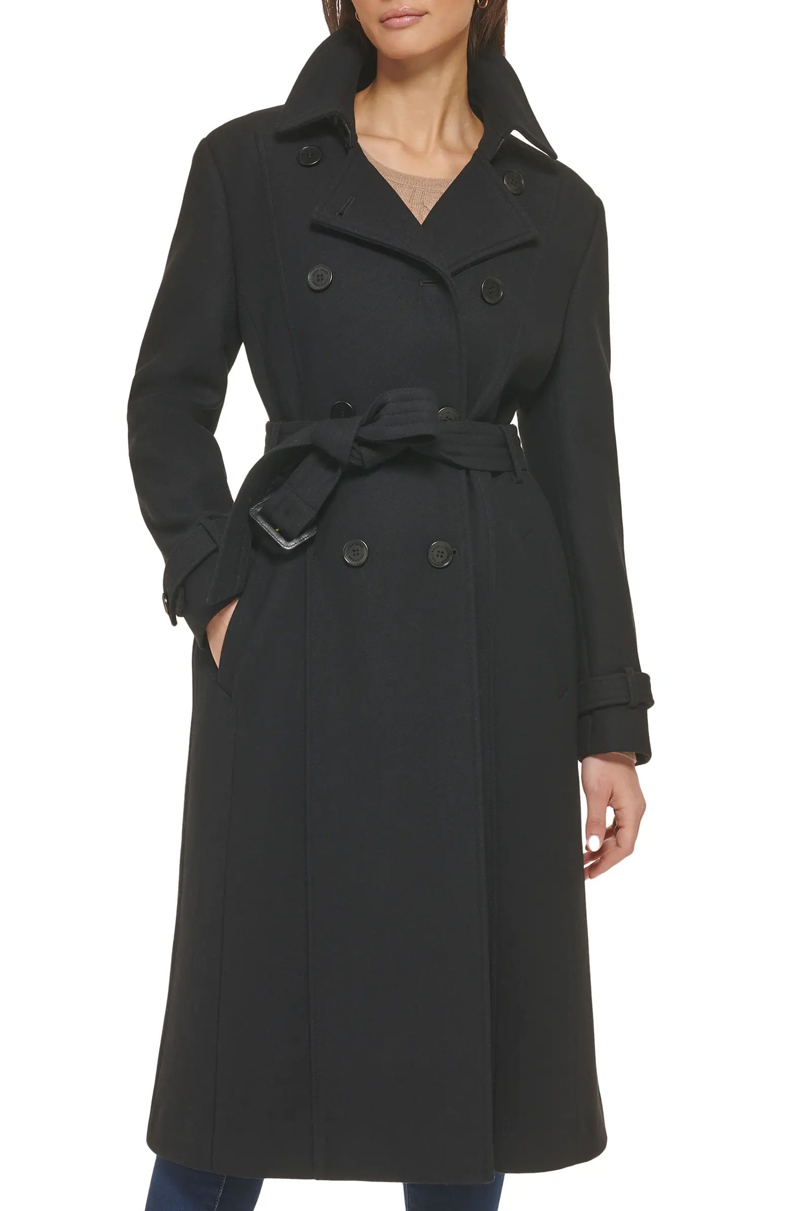 Cole Haan Signature Flared Belted Wool Blend Trench Coat | Nordstrom | Nordstrom