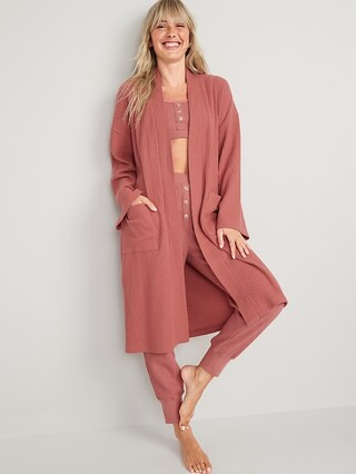 Oversized Waffle-Knit Tie-Belt Robe for Women | Old Navy (US)