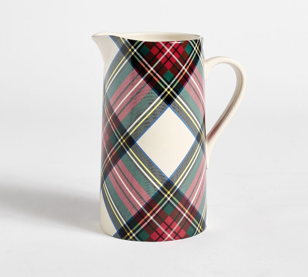 Stewart Plaid Stoneware Pitcher | Pottery Barn (US)