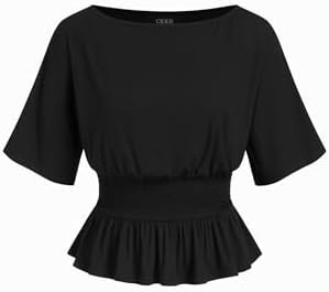 CIDER Womens Off The Shoulder Tops Boat Neck Short Sleeves Dressy Casual Ruched Top Summer Trendy... | Amazon (US)