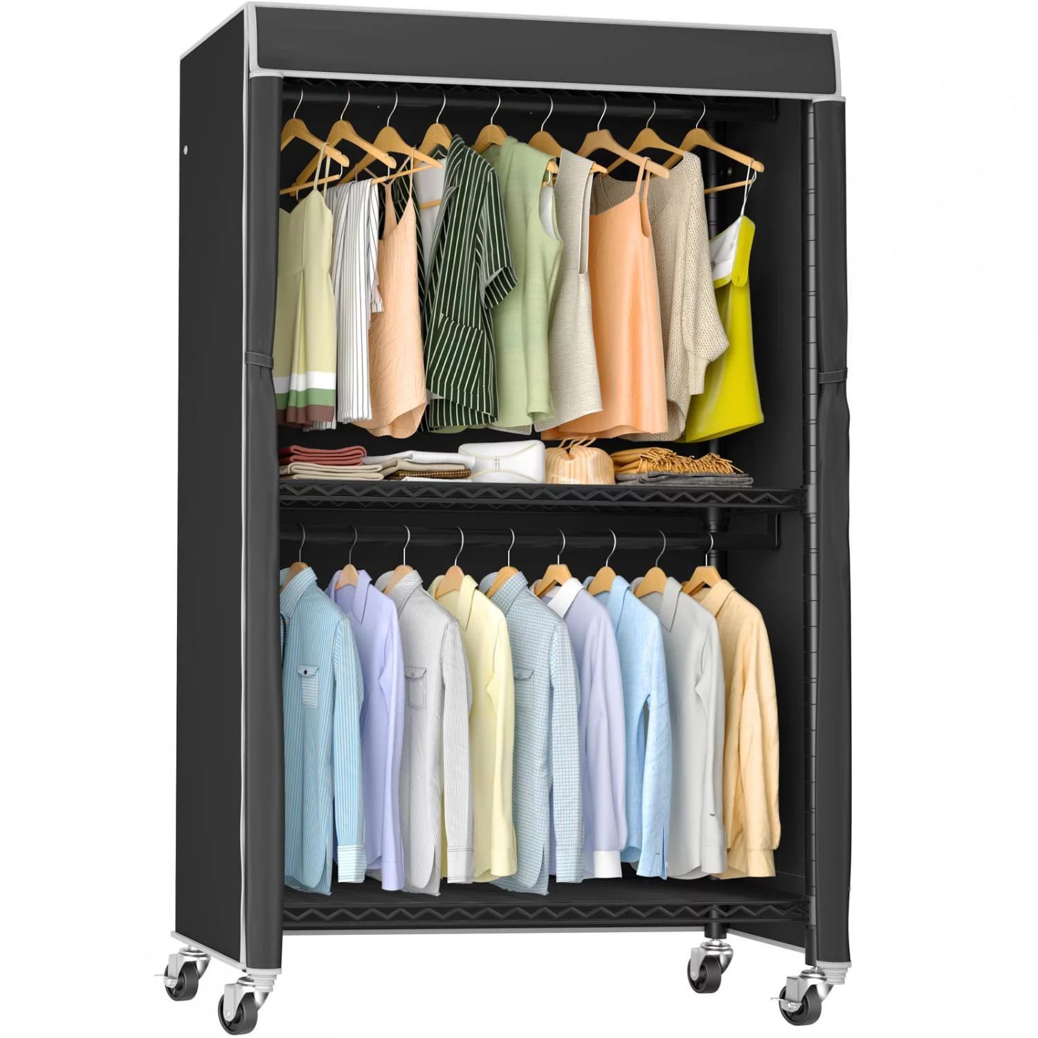 VIPEK V12C Heavy Duty Rolling Garment Rack with Cover Clothing Rack Portable Closets with Adjusta... | Walmart (US)