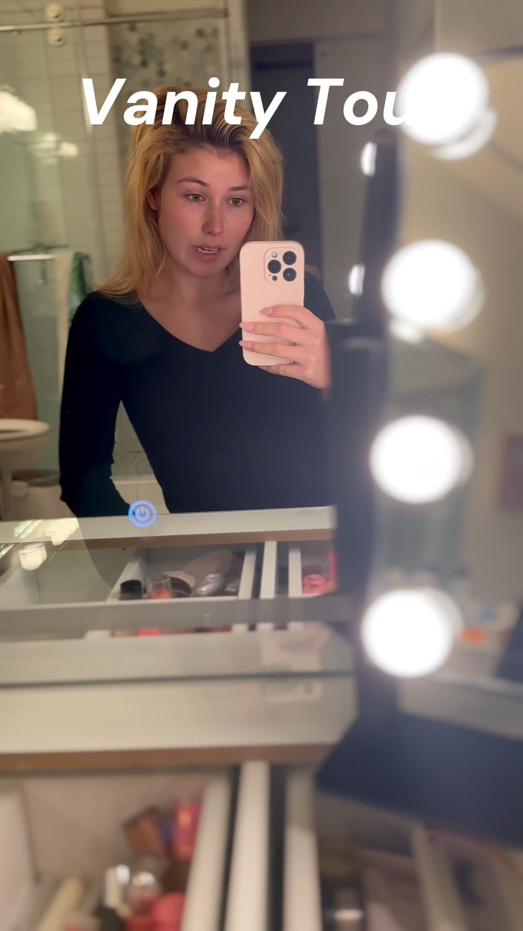Quick vanity tour! So excited to start filming more content here, light up vanity and mirror from Amazon, love the glass top and drawer space! 

#amazon #vanity #desk #beauty #homeorganization 

#LTKBeauty #LTKgrwm #LTKHome