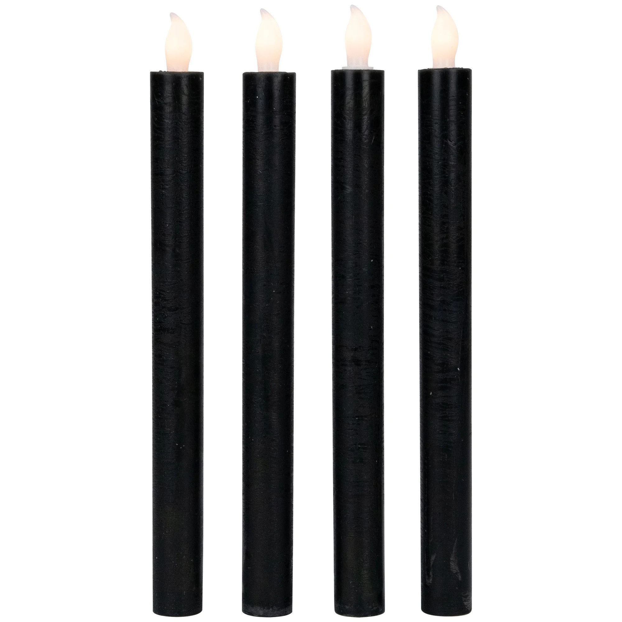 Northlight Set of 4 Solid Black LED Flickering Flameless Halloween Taper Candles 9.5" | Walmart (US)