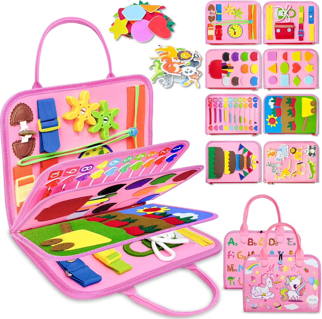 Exorany Busy Board Montessori Toys for Toddler Girl Birthday Gifts, Busy Book Sensory Learning To... | Amazon (US)