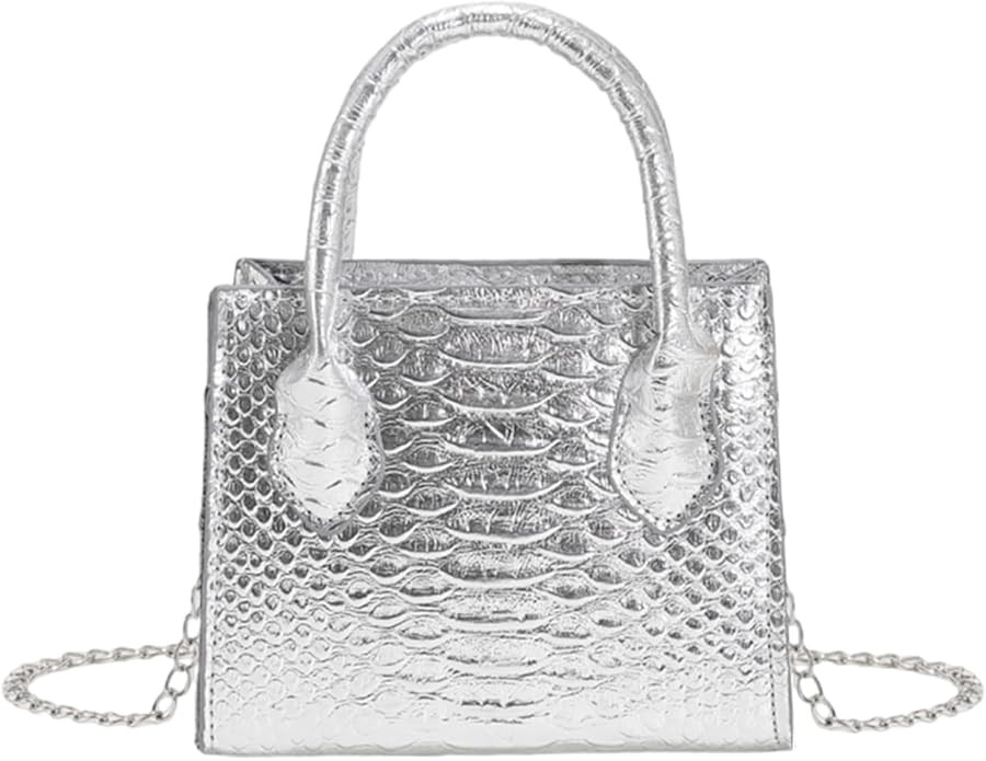 GORGLITTER Women's Small Crossbody Bag Mini Purse Metallic Crocodile Print Double Handle Satchel ... | Amazon (US)