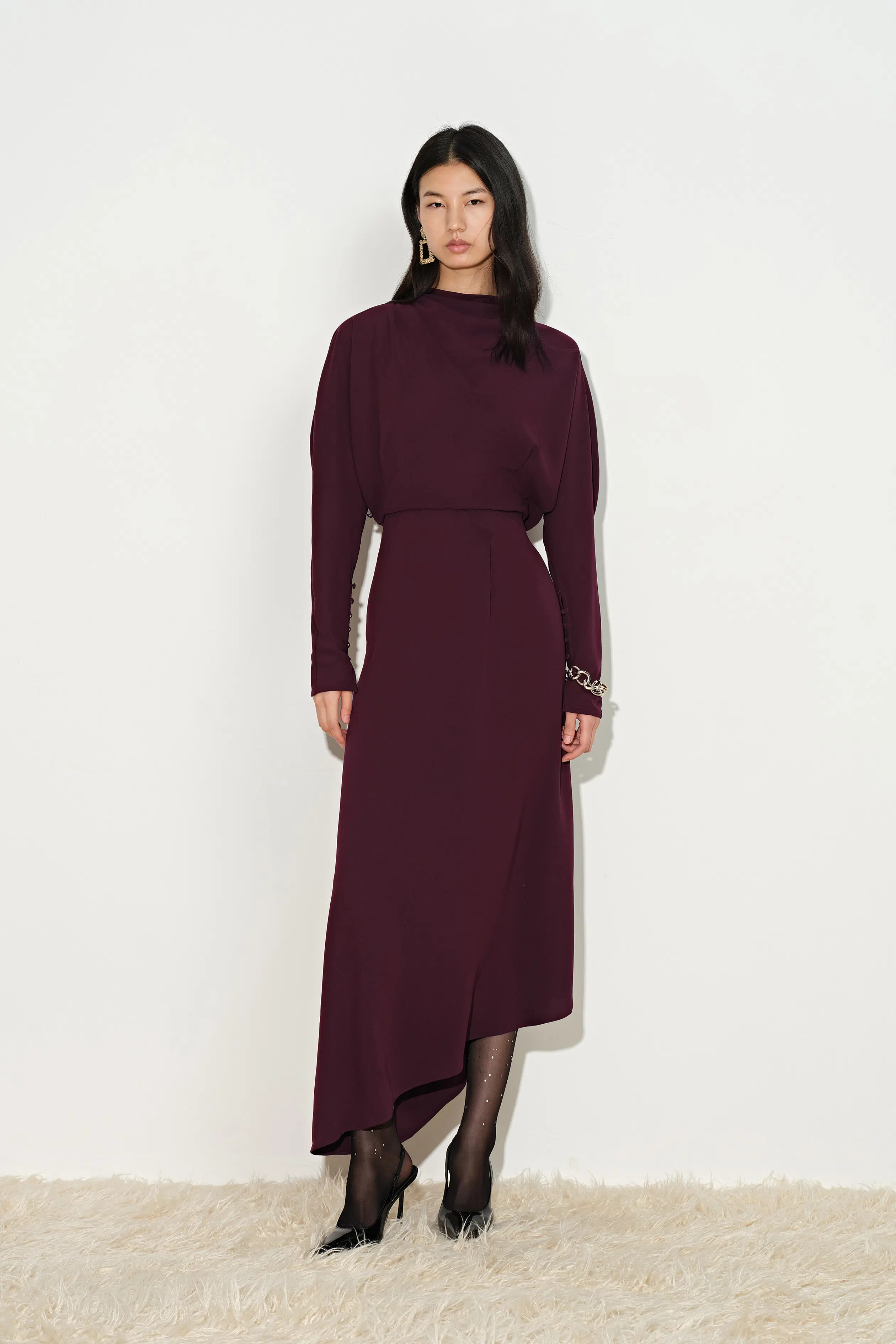 Munich Draped Layered Bodice Gigot Sleeve Dress | Fabrique