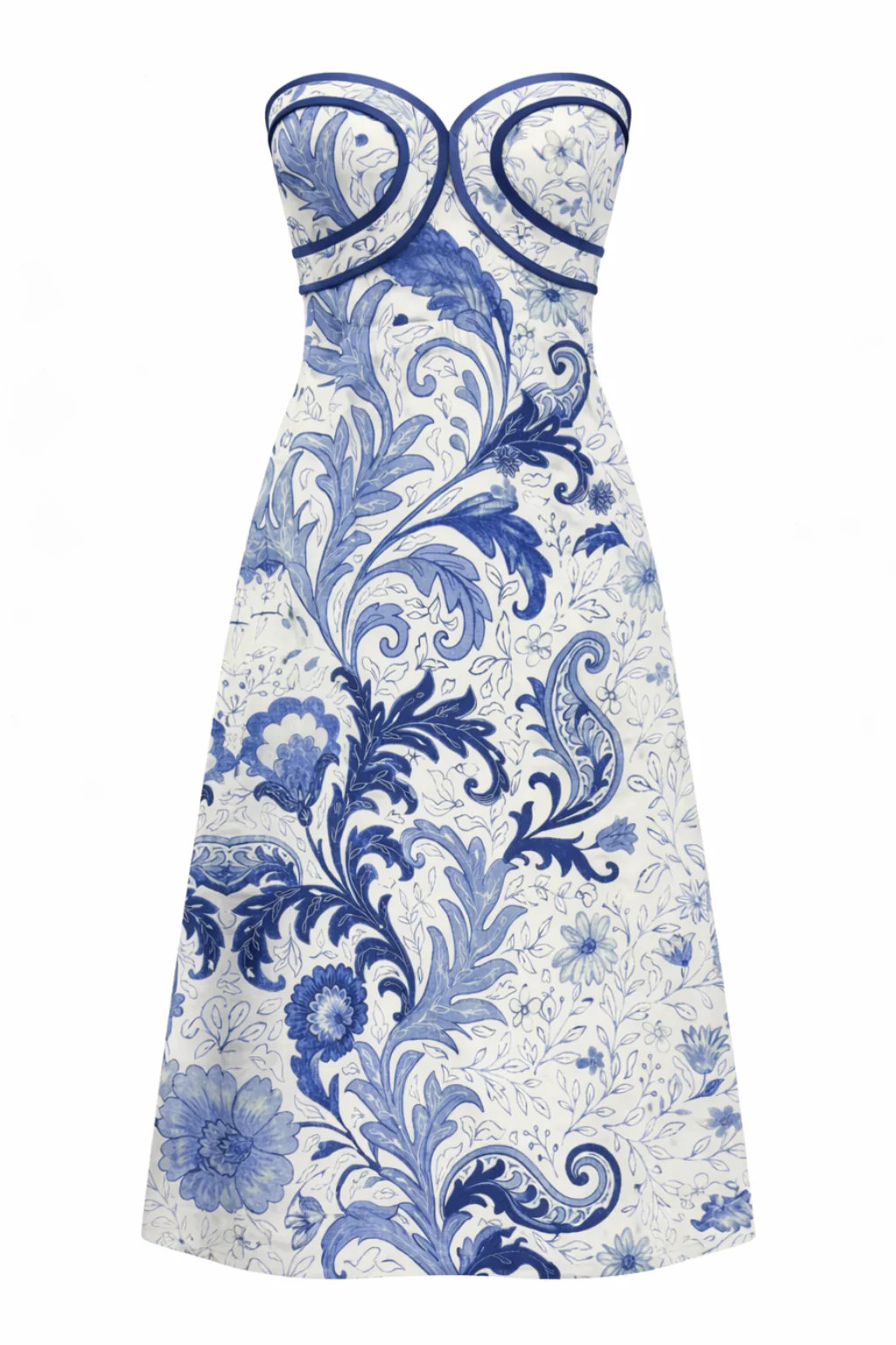 Hayden Blue Wave Strapless Midi Dress | Anna Cate Collection