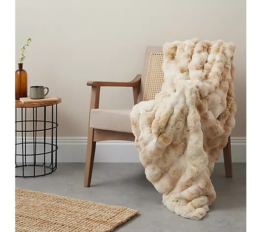 Cozee Home Giftable Textured Luxury Faux Fur Throw - QVC UK | QVC UK