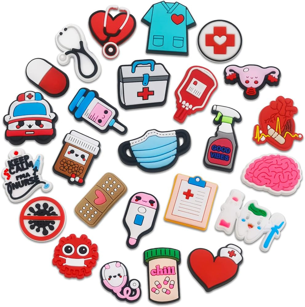 25 | 50PCS Medical Shoes Decoration Charms fits for Clog Sandals, PVC Nurse Stethoscope Shoe Deco... | Amazon (US)
