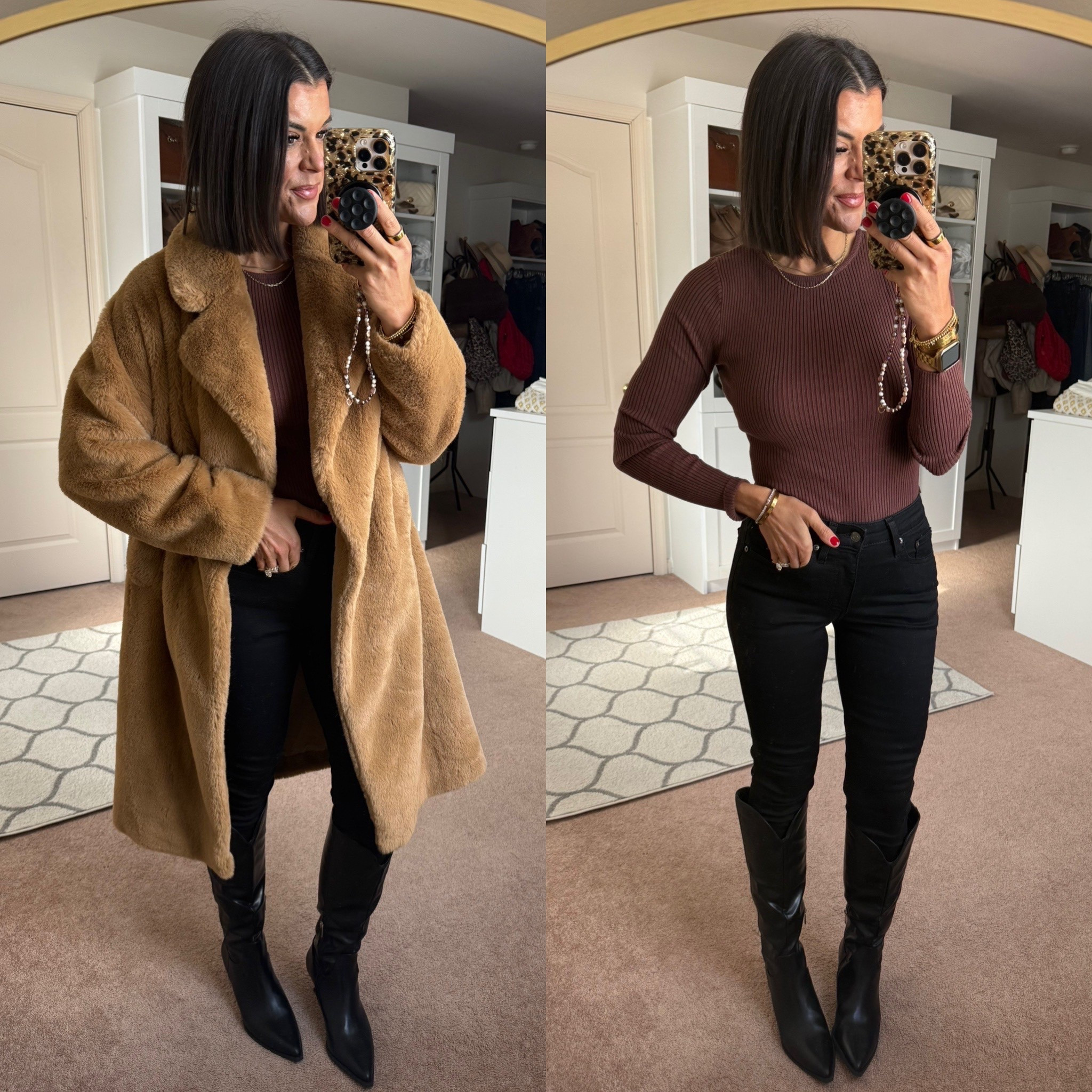 Size small in jacket and sweater size 27 in jeans 

#LTKSeasonal #LTKFindsUnder100