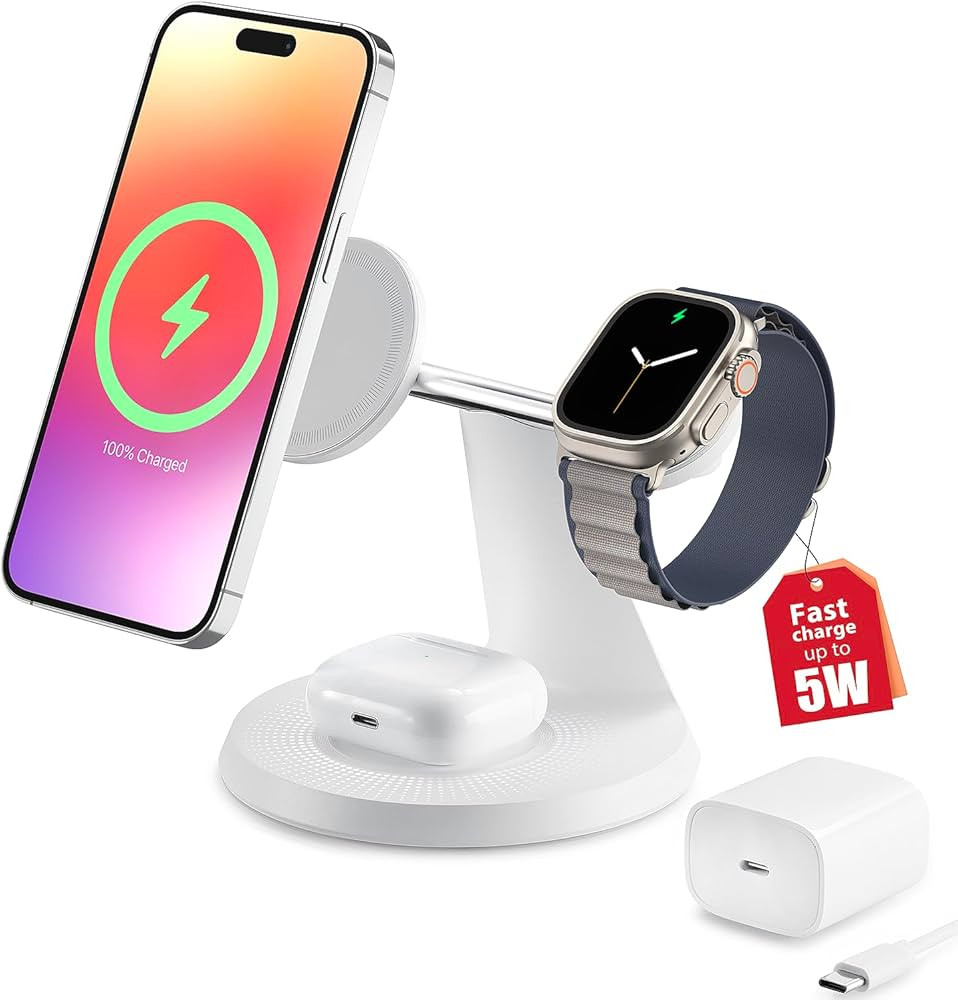 3 in 1 Wireless Charging Station for Apple Device: Fast Charging Station for iPhone and Watch wit... | Amazon (US)